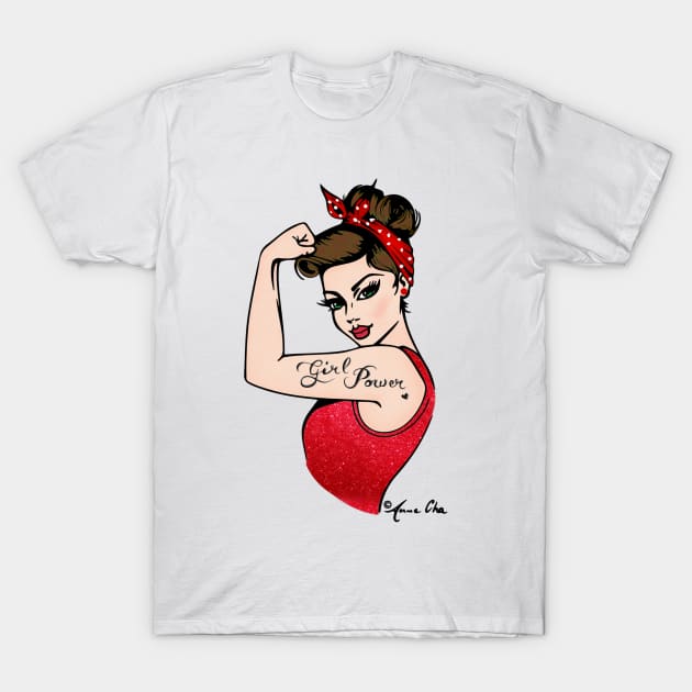 Girl Power by Anne Cha Modern Rosie the Riveter T-Shirt by annechaart